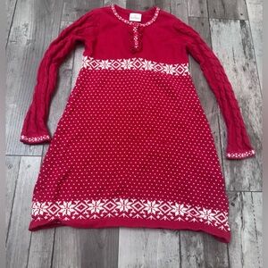 Hanna Andersson Toddler Christmas Sweater Dress Red Snowflakes 130 8 Winter